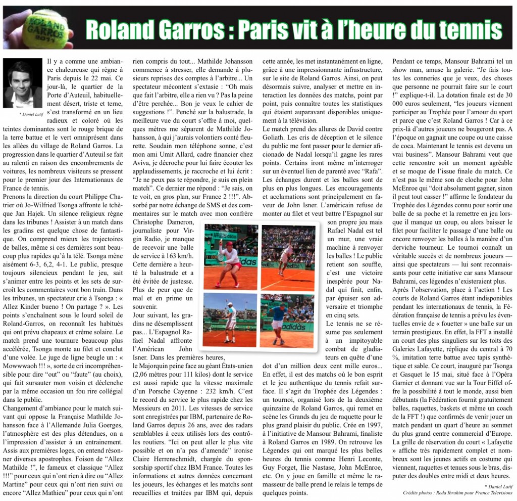 Roland Garros 2011 Tennis FFT